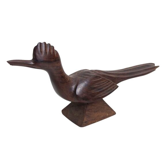 Vintage Hand-Carved Wooden Roadrunners Mid Century Modern Decor Sculpture READ - Picture 1 of 9